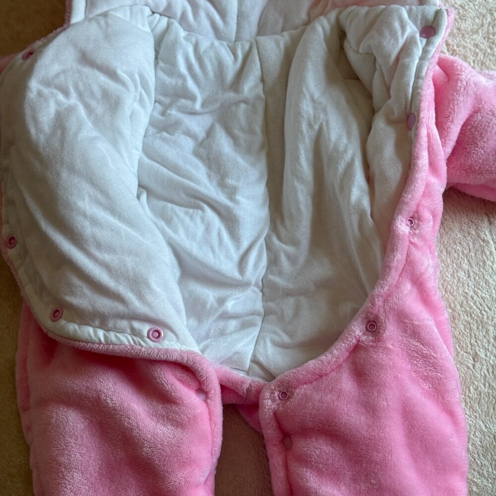 Baby Hooded Footie Romper Fleece Winter Jumpsuit Bear Design ~ Size 9 Months - Picture 5 of 6